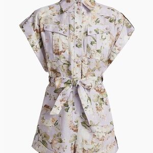 Zimmerman Acacia Floral Linen Pocket Romper size 1